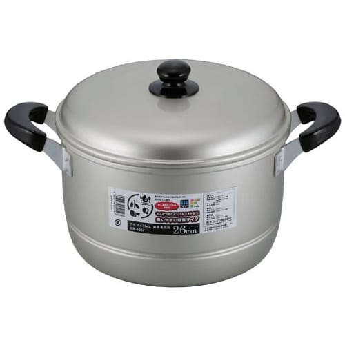 Wahei Freiz Lightweight Aluminum Pot with Handle, 26cm, with Steaming Tray, Rakuraku Komachi (RR-4067)