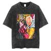 ONE PunchMan Manga Tshirt Saitama Graphic Print T Shirt Vintage Washed Oversized Cotton Tshirt Short Sleeve Tee Mens Clothing