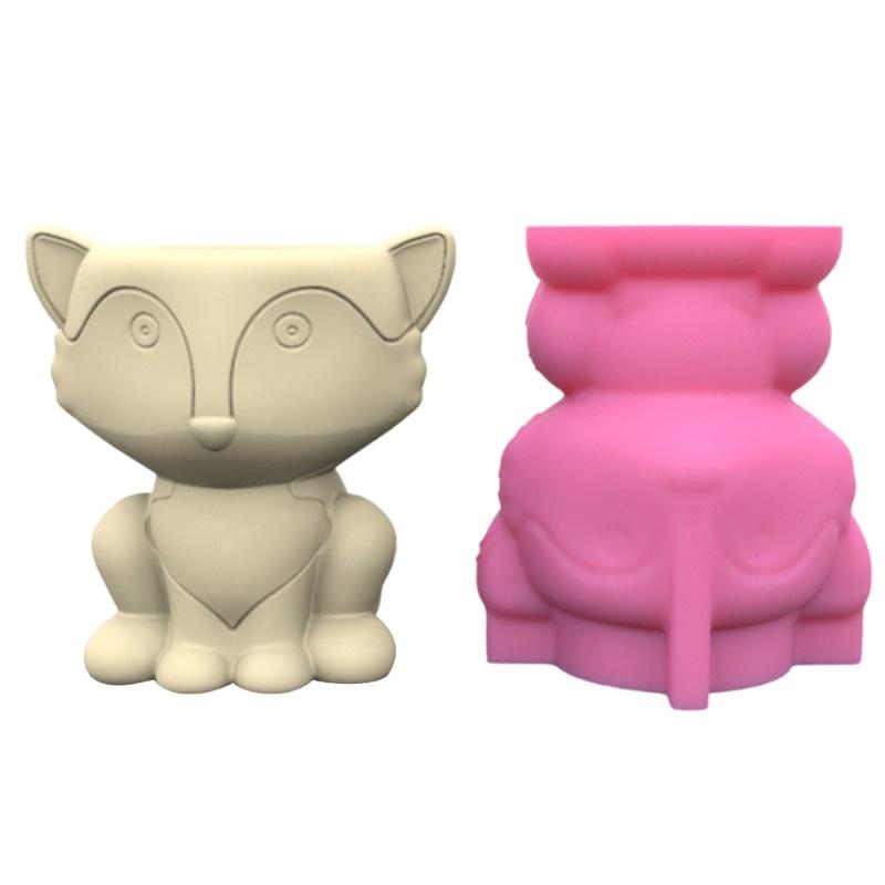 Cute Zebra Fox Concrete Flower Pot Silicone Mold Candle Pen Holder Resin Mold Animal Succulent Planter Pot Mold DIY Art