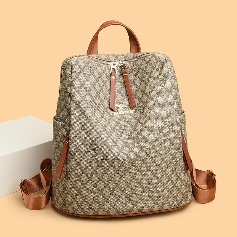 Schoolbag Backpack Women's Backpack 1011 New Niche Leather College Student School Bag High-end Large Capacity Women's Travel Bag