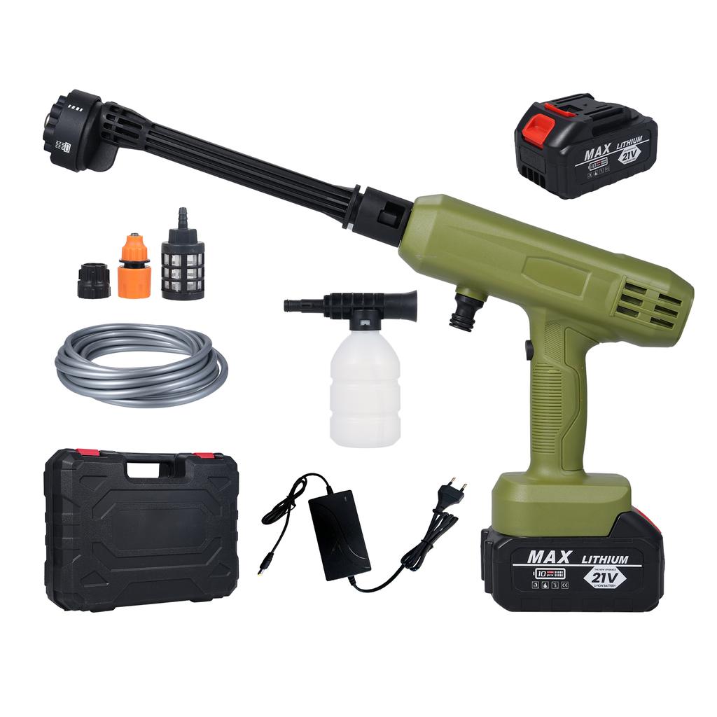 Electric Water Gun Cordless Pressure Washer 2pcs 21V 3000mAh Battery with 6-in-1 Nozzle for Cars,