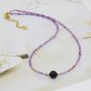Korean Minimalist Zircon & Crystal Clavicle Necklace with Amethyst & Citrine