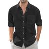 Summer Men's Collar Pocket Short Sleeved Cardigan Solid Color Shirt Top