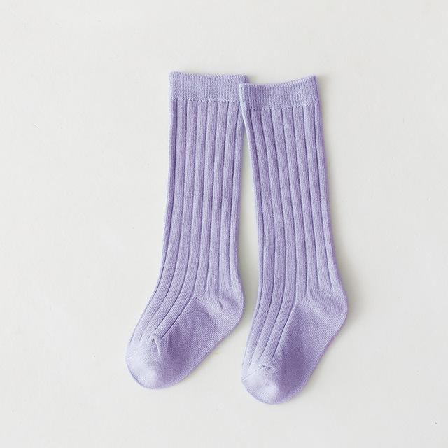 New Solid Baby Boys Girls Knee High Long Socks Cotton Breathable Stripe Soft Kids Sock Children School Uniform Stripe Socks