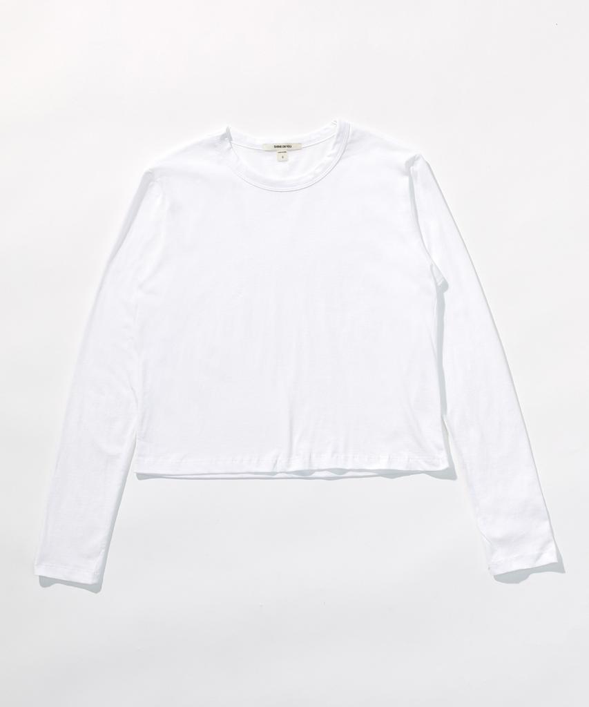 SHINE ON YOU Cotton Basic Long Sleeve T-Shirt_ White