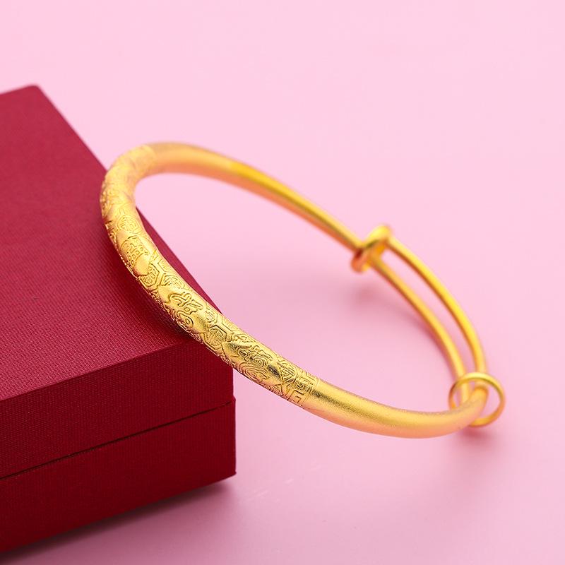 Вьетнамский Песочный Золотой Браслет Bai Fu Heritage: Древний резьбовой иероглиф Фу, Латунь с золотым покрытием, Подарок на Циси для женщин.