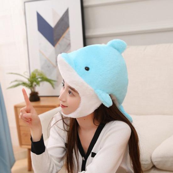 Cosplay Kopfbedeckung Ultraweich Warmhalten Foto Performance Requisite Cartoon Delfin Plüsch Cosplay Mütze für Fotostudio