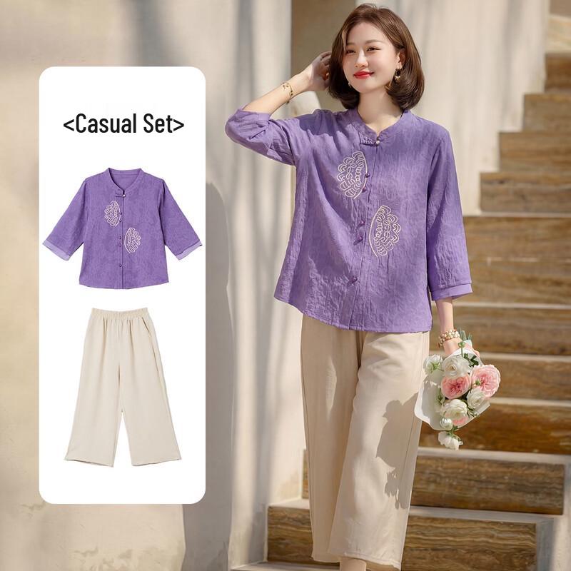 

QianLian Women s Summer Cotton T-Shirt & Pants Set XL