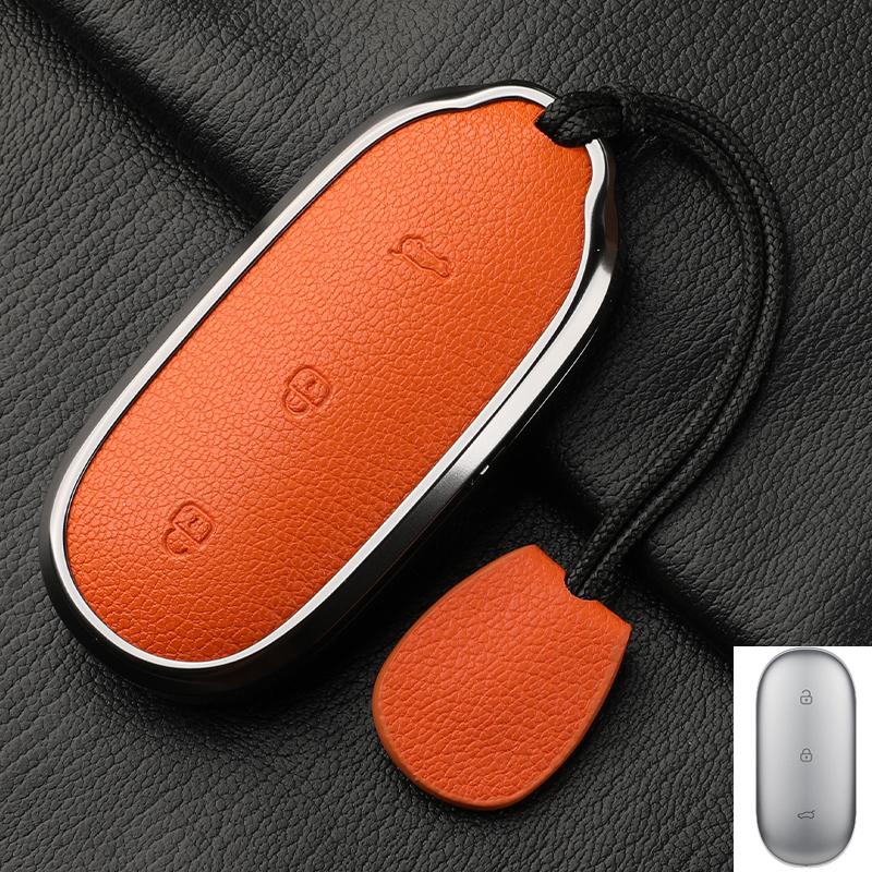 For Lixiang L9 L7 L8 L6 Key Fob Cover Leather Car Case Aluminum Buckle Alloy Keychain Accessories G4B7 Li Auto Inc