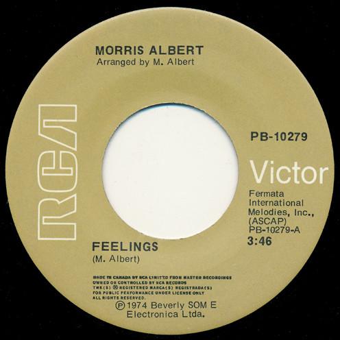 

7inch Record MORRIS ALBERT - Feelings PB10279 RCAVICTOR 1974 Canada Rock Used
