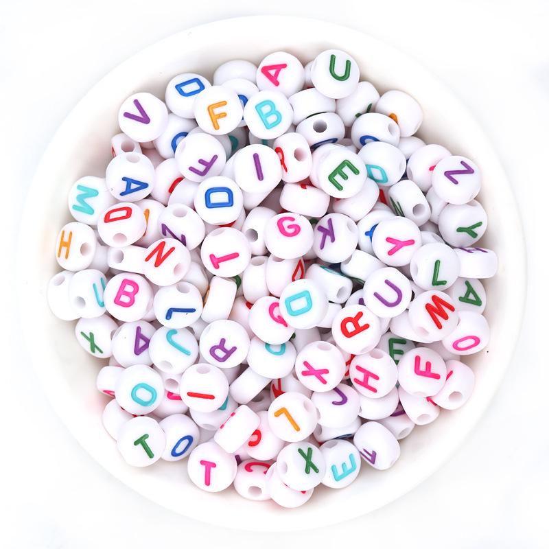 Acrylic Luminous Letter Beads, Multi-Style, 100 Pcs/bag for DIY Bracelets