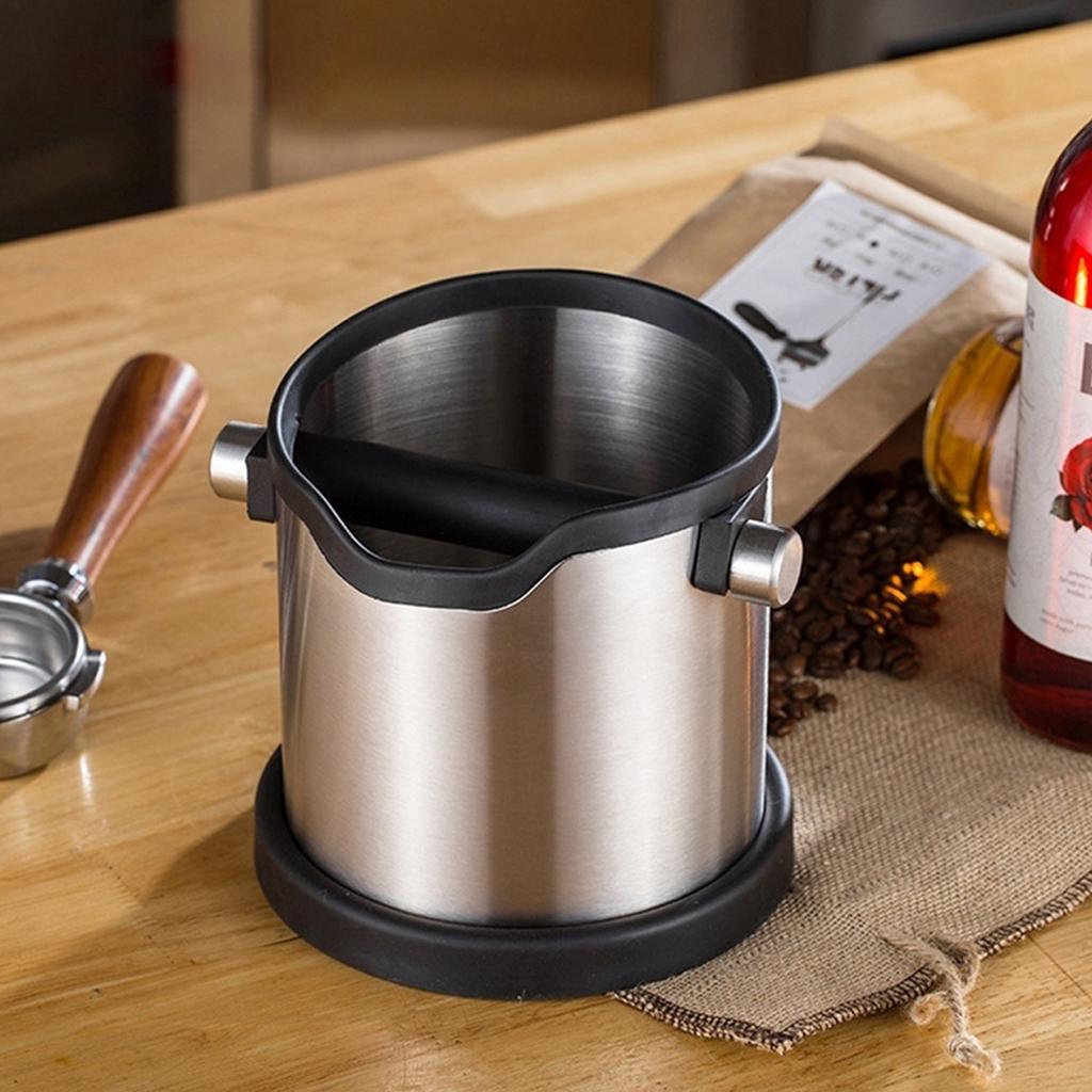 1800ml Stainless Steel Coffee Knock Box Espresso Grind Container Anti Slip Coffee Grind Dump Bin
