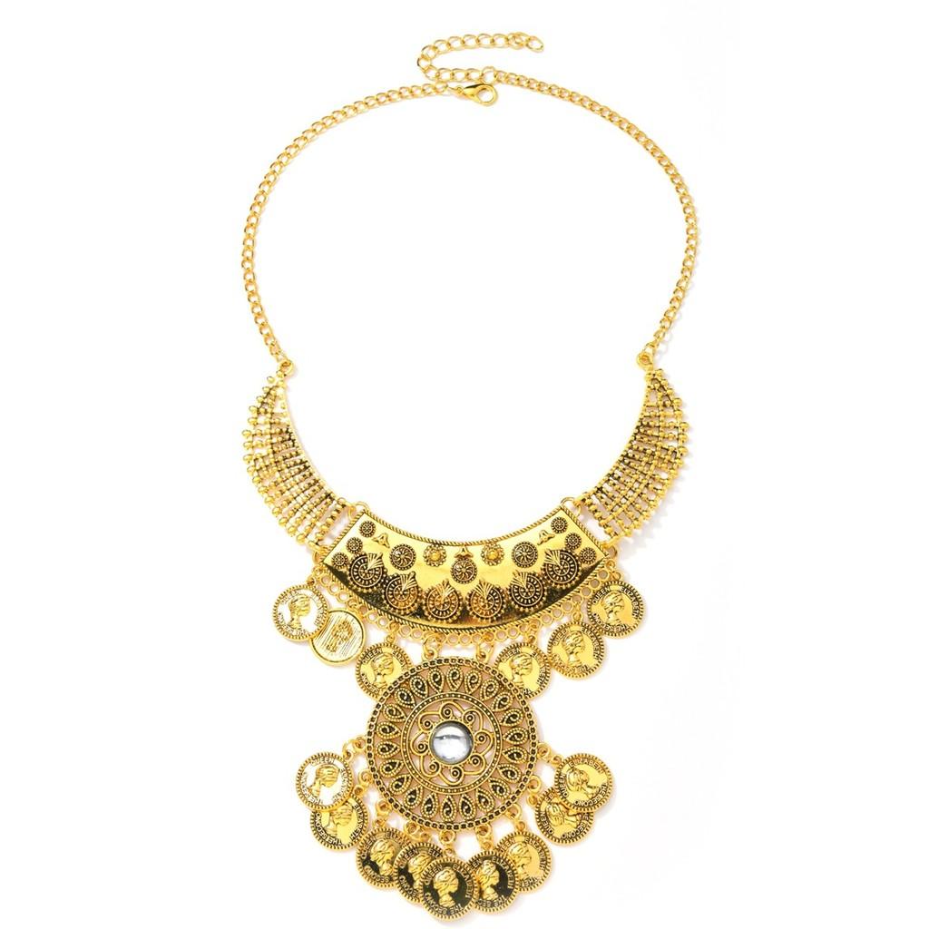Ethnic Style Coin Pendant Necklace With Tassels For Party Wear Womens Jewelry