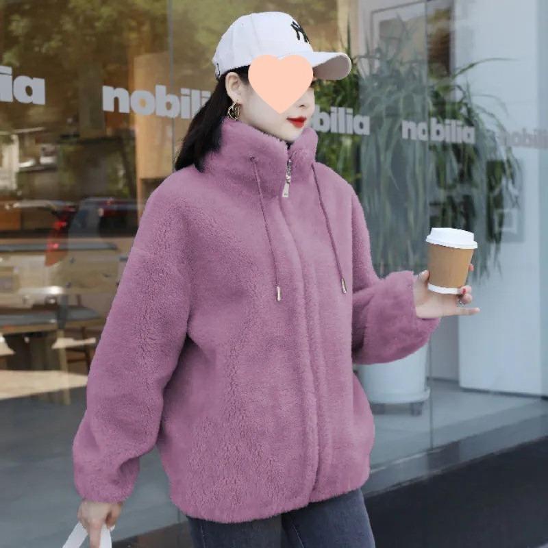 Fleece Thickened Jacket Women's Tide Winter Double-sided Fleece Warm Turtleneck Sweater Women's Cardigan Zipper Fleece Clothes Women's