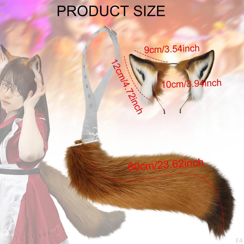 Ears and Tail Headwear Realistic Adjustable Belt for Women Cosplay Props