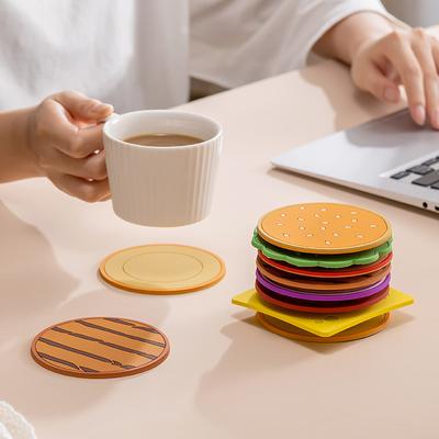 8 teile/satz Burger Form Coaster Kreative Tasse Pad Silikon Isolierung Matte Becher Halter Küche Esszimmer Bar Tisch Dekorationen Kinder Geschenk