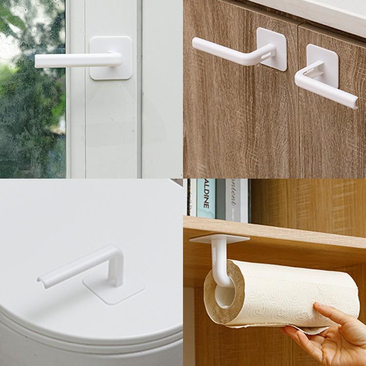 Punch-Free Adhesive Hooks: Traceless Kitchen Wall-Mounted Paper Towel Storage Rack