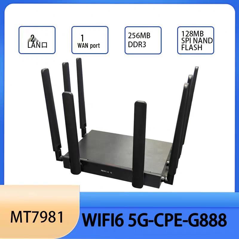 Industrial Dual-Band 5G CPE WiFi 6 Router with AX3000, External Ethernet Port, and 8 Antennas