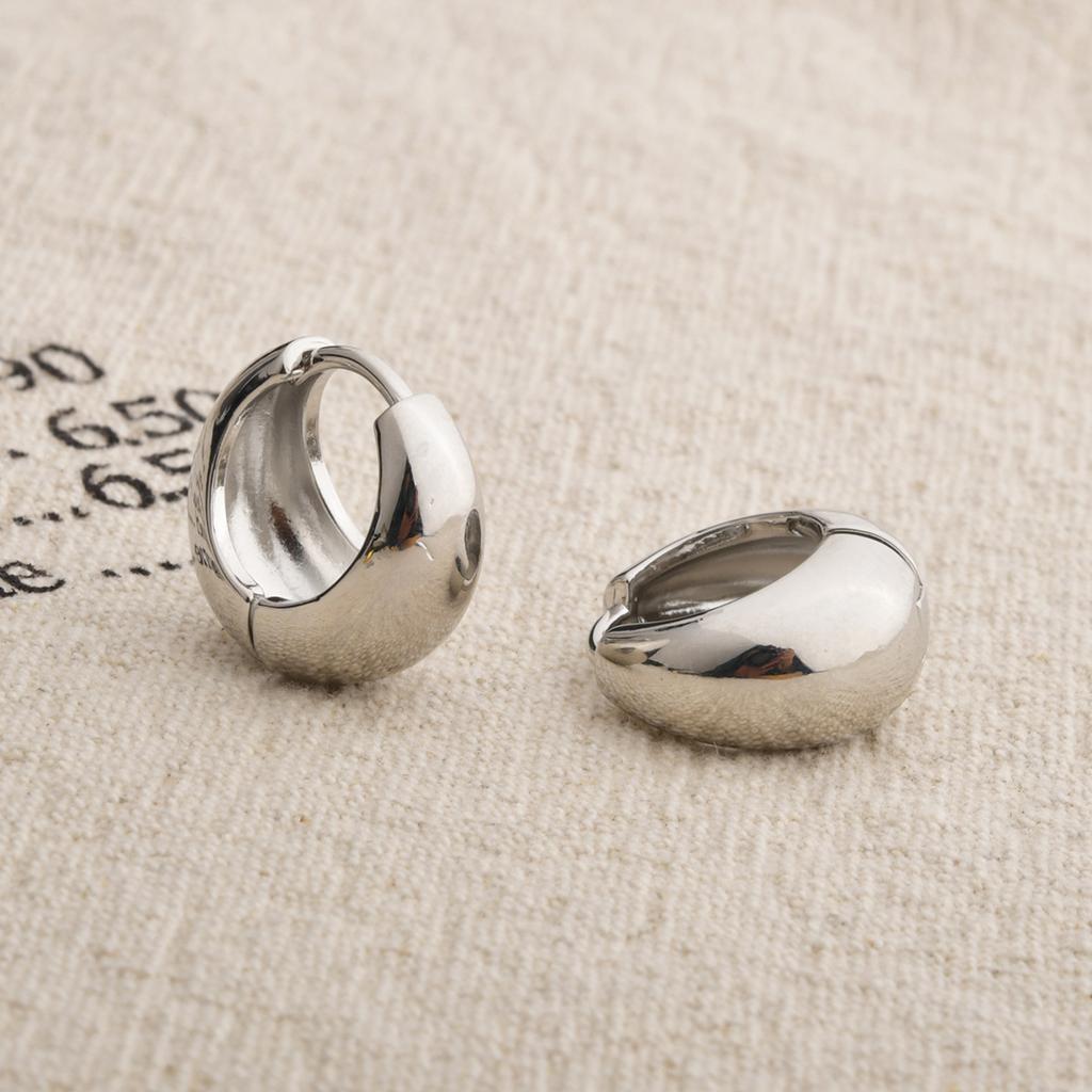 Dongdaemun ins new round glossy ear buckle brass plated real gold simple earrings blogger Internet celebrity same earrings
