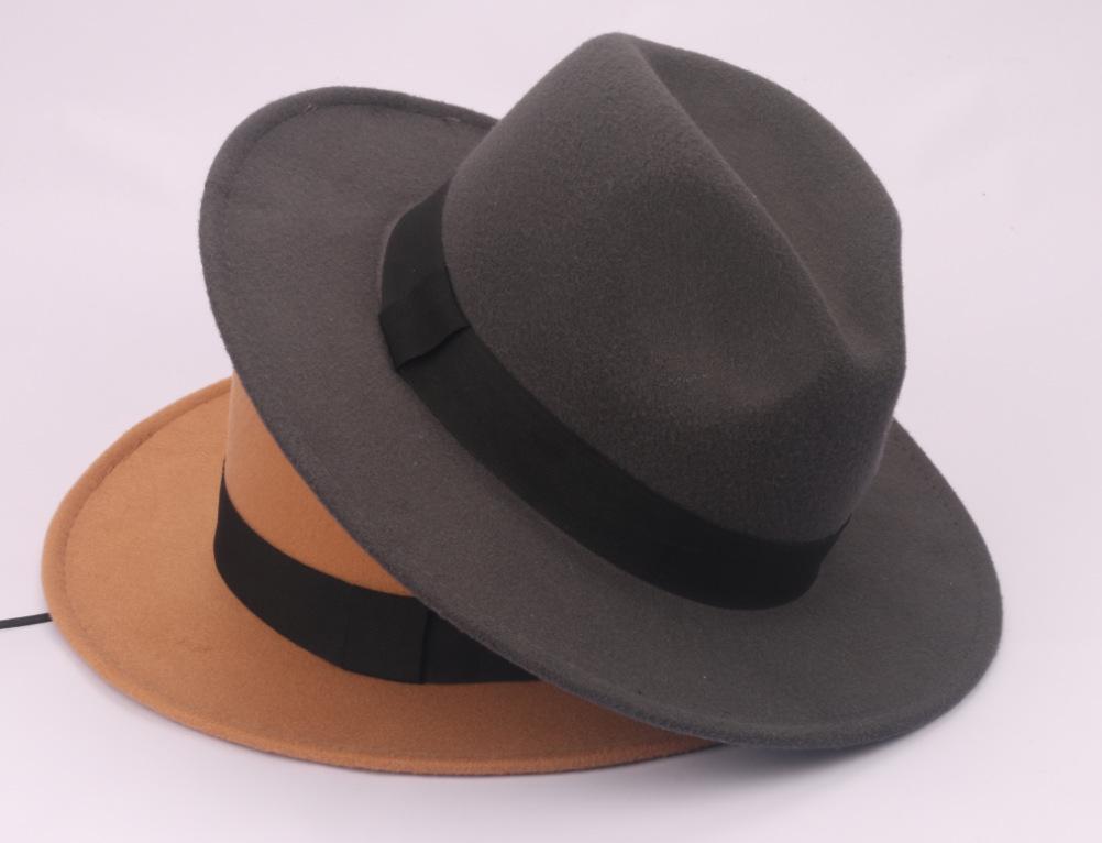 Retro Shanghai Fedora mit breiter Krempe: Unisex Frühling/Herbst Jazz Panama Hut in Wolloptik