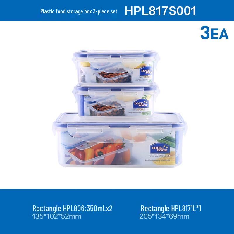 Lock&Lock 3-Piece Plastic Food Storage Container Set