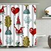 Verspieltes Zwergen-Valentinstags-Duschvorhang-Set mit Liebesballon-Muster Perfekt für Badezimmerdeko Geschenkideen!