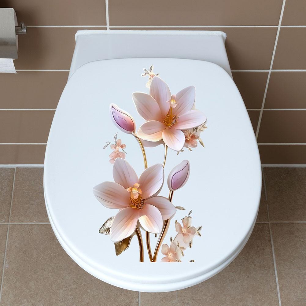 Bathroom Decor Floral Wall Sticker Toilet Sticker Strong Moisture Resistance