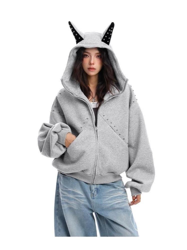 long sleeve  oversized vintage hoodies casual loose women spring autumn sweatshirt tops M