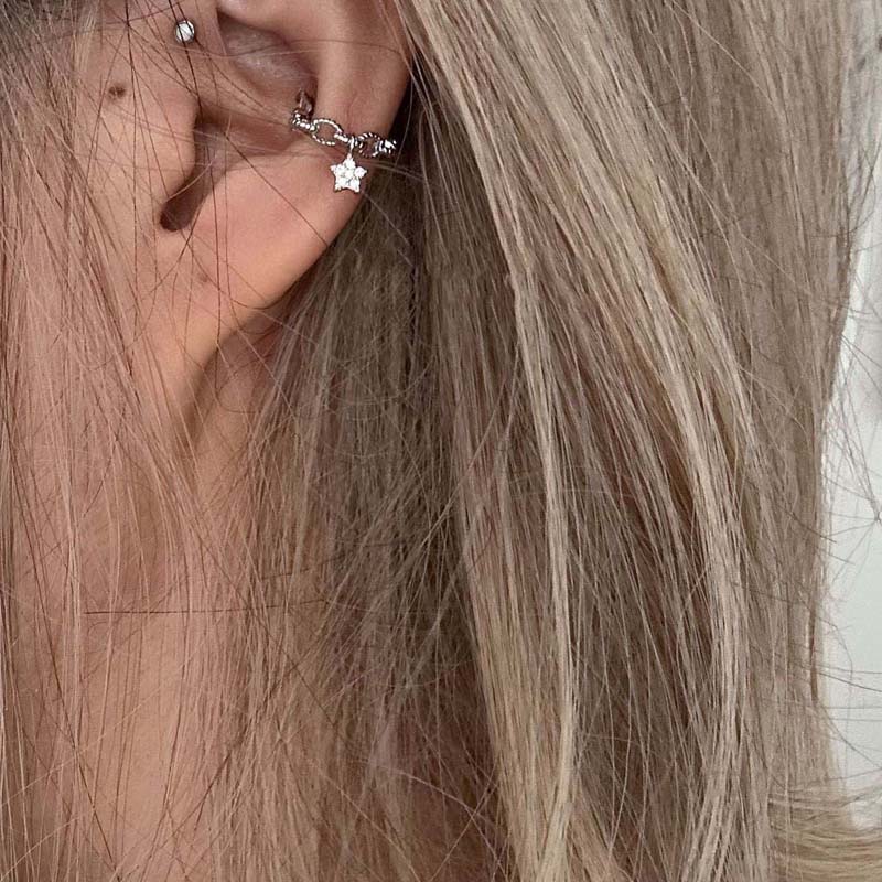 Shining Zircon Star No Piercing Ear Cuff Earrings for Woman Fake Piercing Earcuff Clips Earrings for Women Cuffs Jewelry Gift