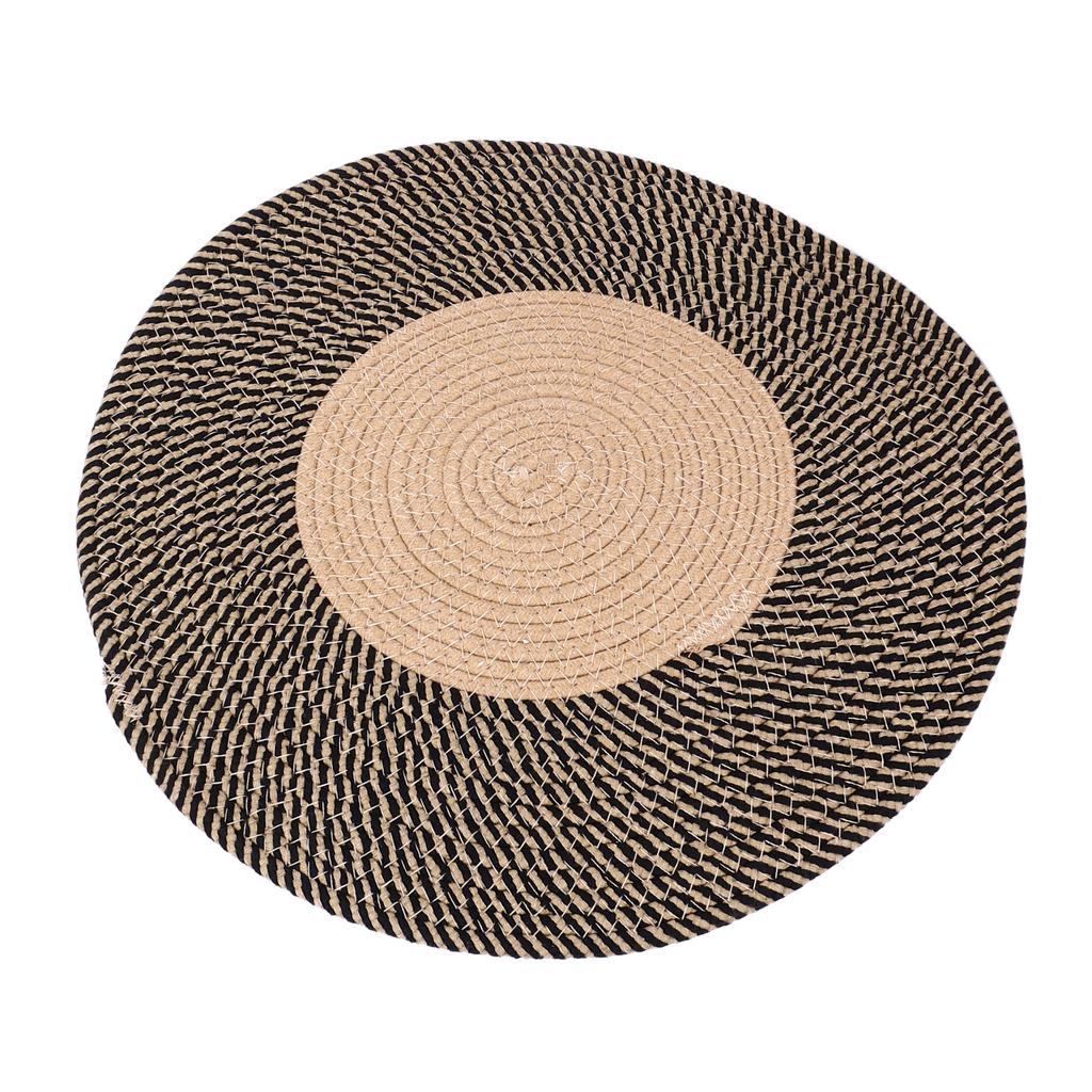 Round Jute Rug Reversible Retro Nordic Style Fashionable Area Rug Circle Carpet for Bedroom Hallway