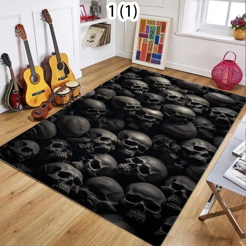A Door Mat with Skull Pattern Design, Anti Slip and Easy Clean Suitable for Carpets in Home Bathrooms Kitchens and Shower Rooms