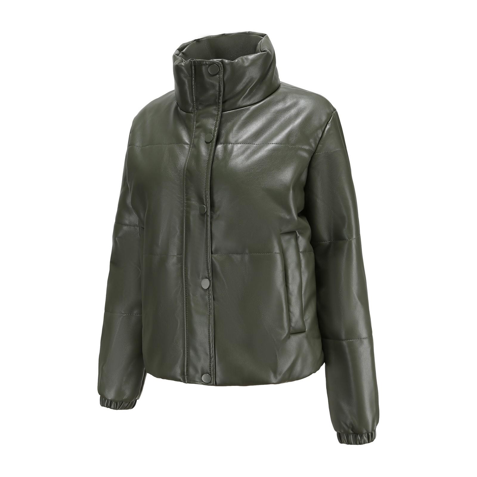 

Женское короткое хлопковое пальто с длинным рукавом и высоким воротником, теплое пальто, свободное повседневное хлопковое пальто XL