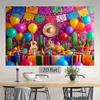 2D Cinco de Mayo Taco Party Backdrop, Colorful Papel Picado Cactus & Balloon Photography Background