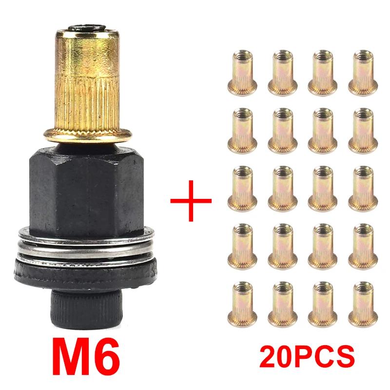 21pcs+1pc Hand Rivet Nut Manual Riveter Nut Tool Accessory for Nuts M3 M4 M5 M6 M8 M10 M12 Simple Installation