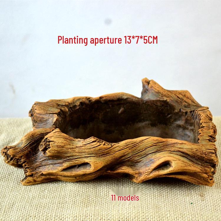 Creative Retro Cement-Look Tree Stump Succulent Planter