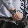 Mens Multifunctional Double-Display Watches Date Stainless Steel Watchband LED Luminous Mode Waterproof Wrist Watch