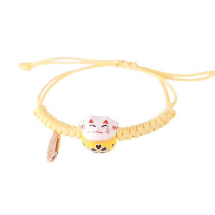 Cute Maneki Neko Couple Bangles Charm Versatile Lovely Ceramic Woven Bracelet