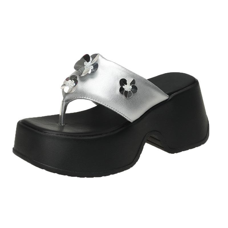 

Женские летние шлепанцы с подошвой Water Diamond Sponge Шлепанцы на танкетке Туфли на толстой подошве и тапочки с надписями 39 темно-серого