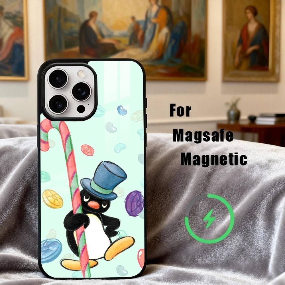 Cute P-Pingu-ES Penguin Phone Case For iPhone17,16,15,14,13,12,11 Plus,Pro Max Magnetic For Magsafe Wireless Charging