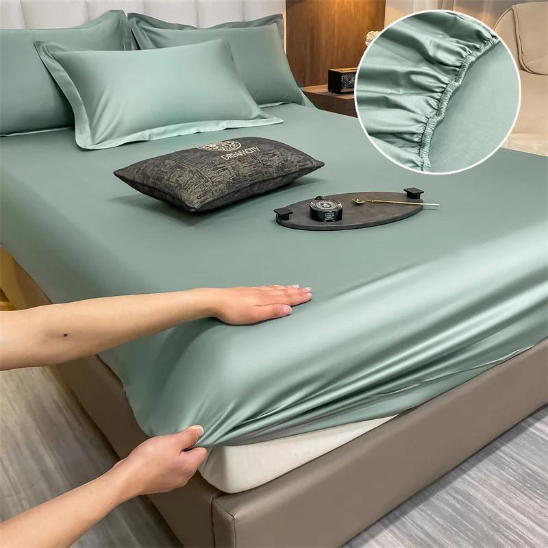 Napínací prostěradlo z ledového hedvábí 90x200 cm Více velikostí Prostěradlo Měkký satén Elastické Matrace Domácí Ložnice Prostěradlo s 360° Elastickým Páskem