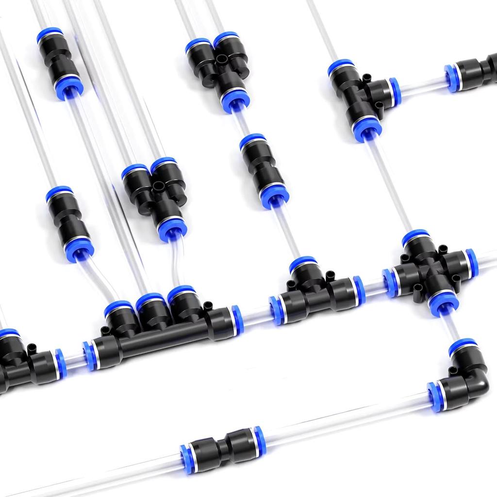 Pneumatic Fast-Connect 6mm Air Hose Connector Kit (40pcs) - PU, PY, PE, PL