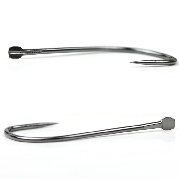 Barbless Japanese Fishing Hooks with TG Black Sleeve, Sharp Point, and Wire Groove - 100 Pieces