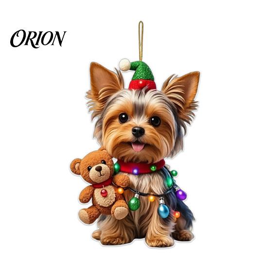 2D Acrylic Holiday Pendant Christmas Animal Ornaments, Cute Flat Hanging Decorative Festival Ornament Decoration for Xmas Tree, Winter Party,