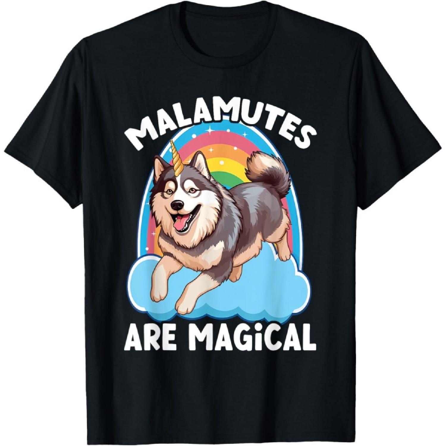 Unicorn Malamutes Are Magical, Funny Alaskan Malamute T-Shirt S