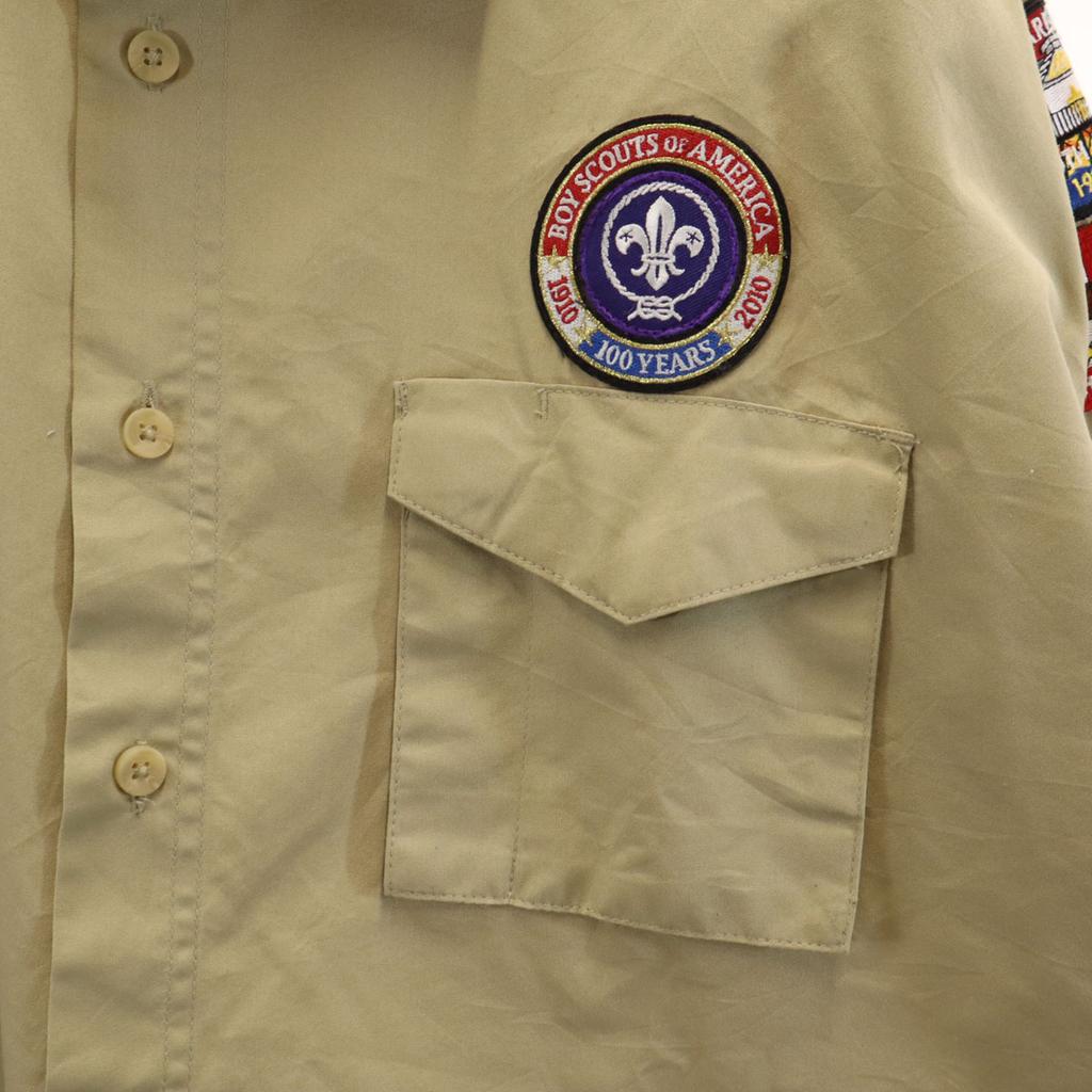 BOY SCOUTS OF AMERICA Krátkorukávová pracovná košeľa 2XL Béžová Veľká veľkosť Pánska Použitá