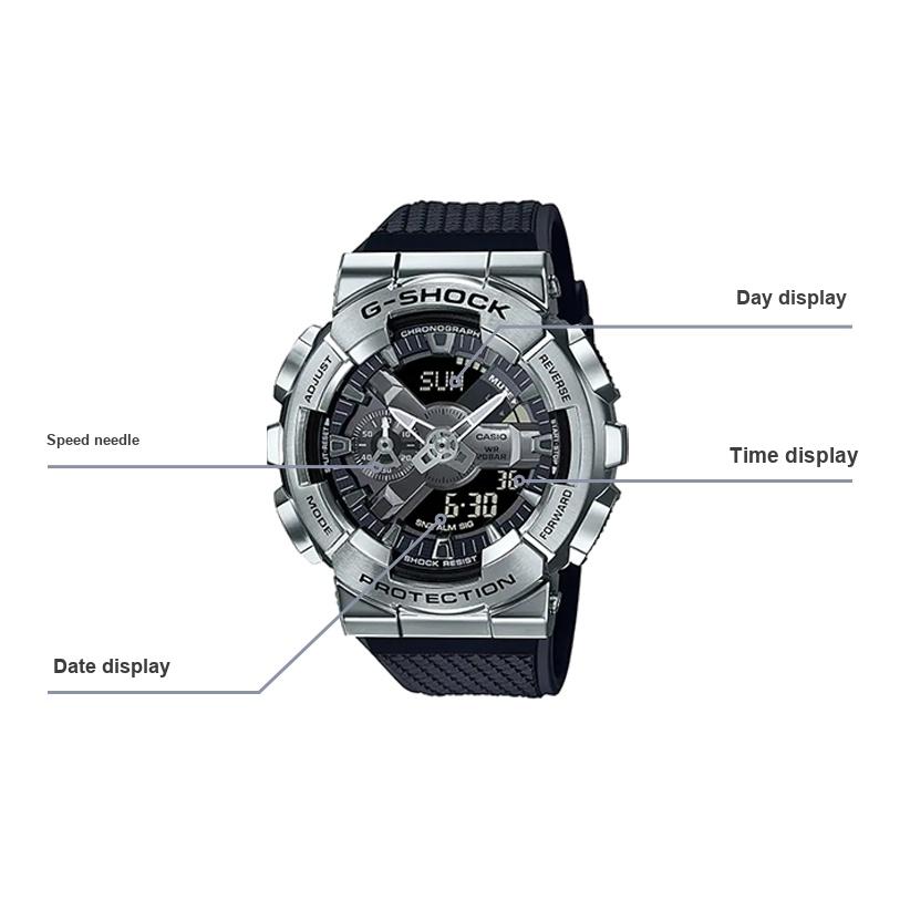 Casio 200 Meter Water Resistant Fashion Quartz Movement Resin Strap Watch Unisex Watches Black GM-110-1ACR