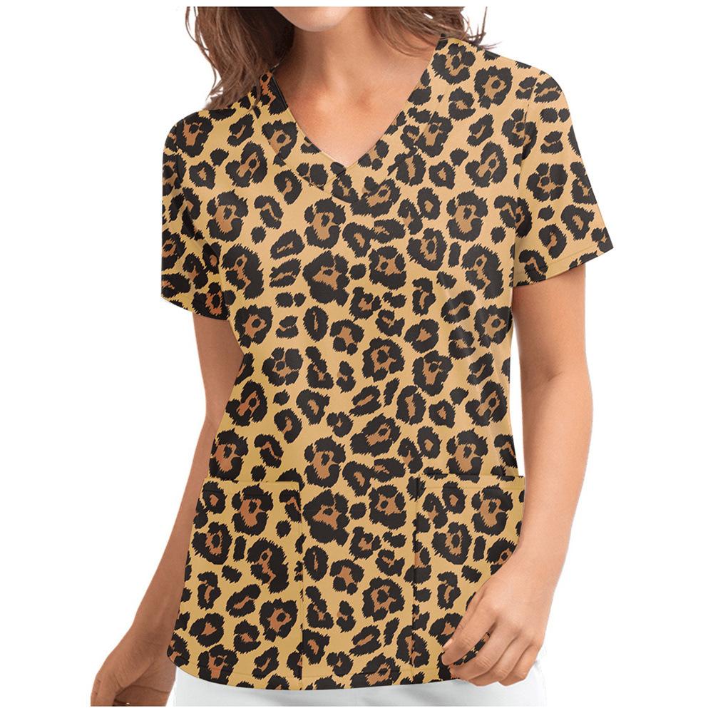 Women's T-shirt V-neck Nurse Uniform Casual and Comfortable Short Sleeved Women's Dreamy Printed T-shirt