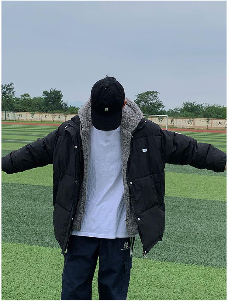 

2024 Зимова Нова Коротка Пухова Бавовняна Куртка Унісекс З Капюшоном З Маленької Овечої Вовни Парна Бавовняна Куртка XXL [160-90kg] чорний