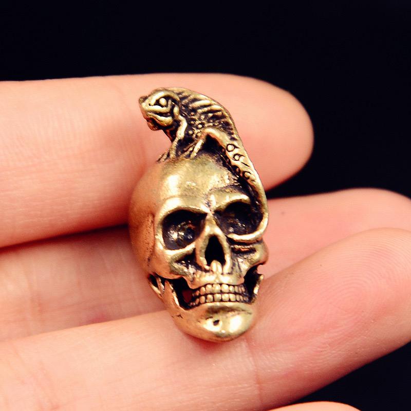 Lizard Skull Brass Knife Beads EDC DIY Paracord Woven Bracelets Lanyard Pendants Accessories Outdoor Tool Hangings Trinkets