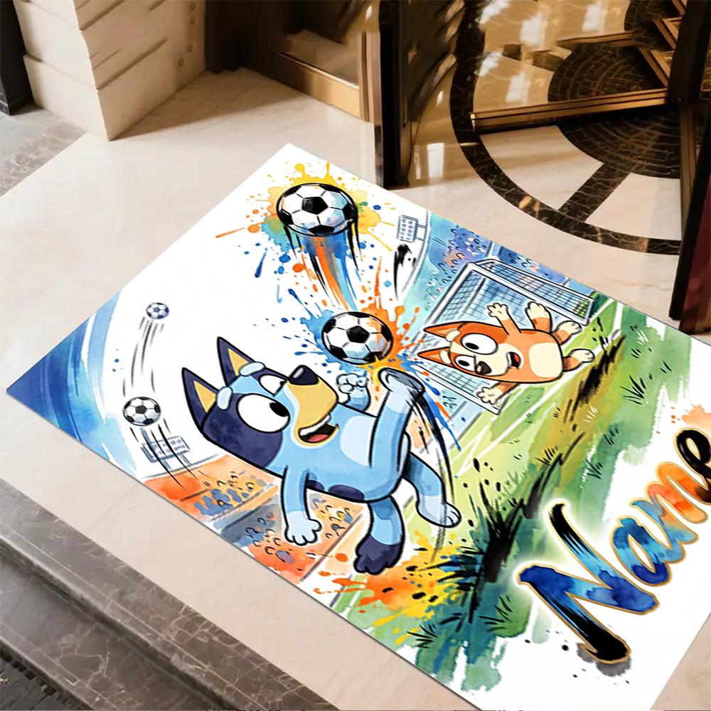 Bluey's Christmas Adventure Customize Your Name Floor Rug Office Rug Suitable for Study room Decorate room Entryway Foyer Anti-slip Rug